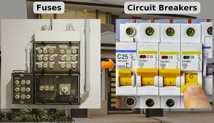 when did circuit breakers replace fuses in homes